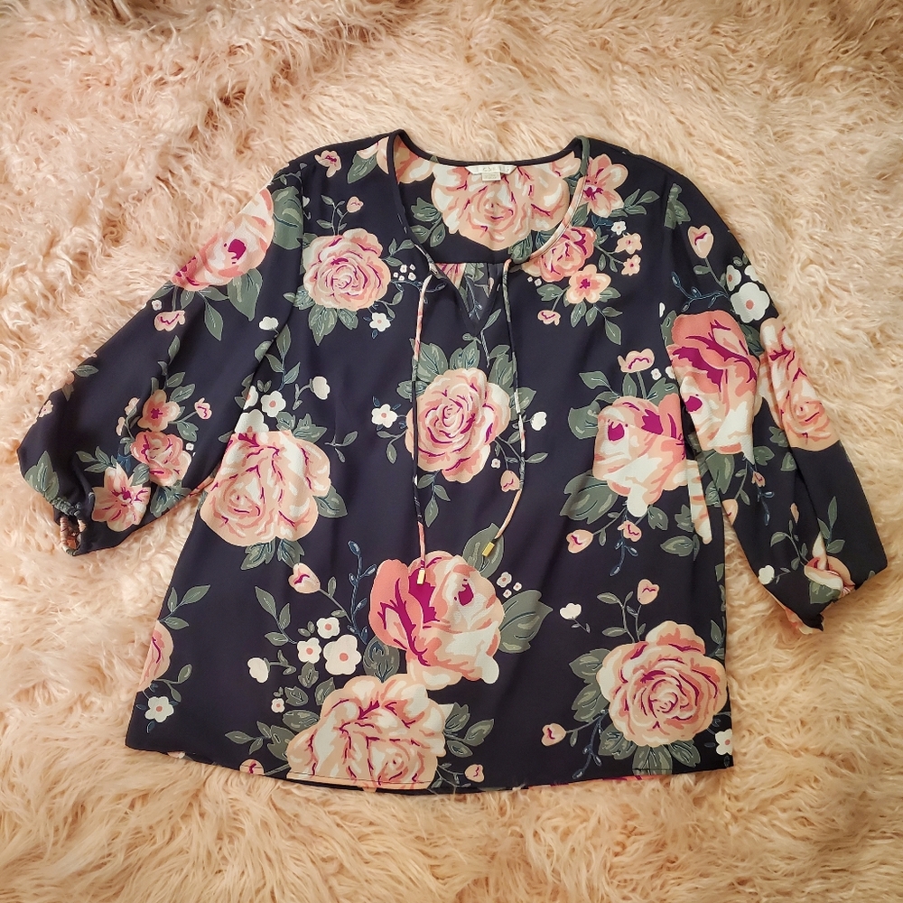 C&E floral rose print top